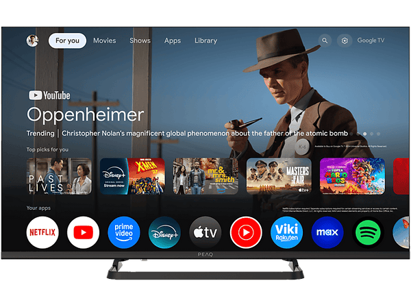 TV DLED 40 PEAQ PTV 40GF-5025C  Full-HD  Google TV  Smart TV  DVB-T2  HDR10  Dolby Audio  Negro