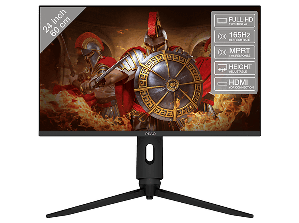 Monitor gaming Peaq PMO Gaming G241  24  Full-HD  1 ms  165 Hz  VA  FreeSync & G-Sync Compatible  Altura ajustable  Negro
