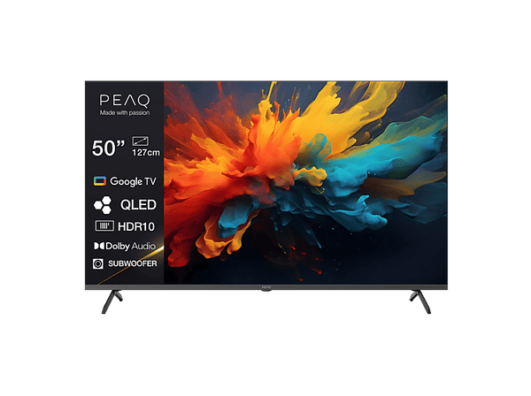 TV QLED 50 PEAQ PTV 50GQU-5026C  QLED 4K  Smart/Google TV  DVB-T2  HDR10  Dolby Audio  Triple Tuner  Negro