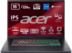 Portátil gaming Acer Chromebook CBG516-1H-72EW | 16  WQXGA | Intel® Core™ i7-1260P | 16GB RAM | 256GB SSD | Iris® Xe | Chrome OS [344]