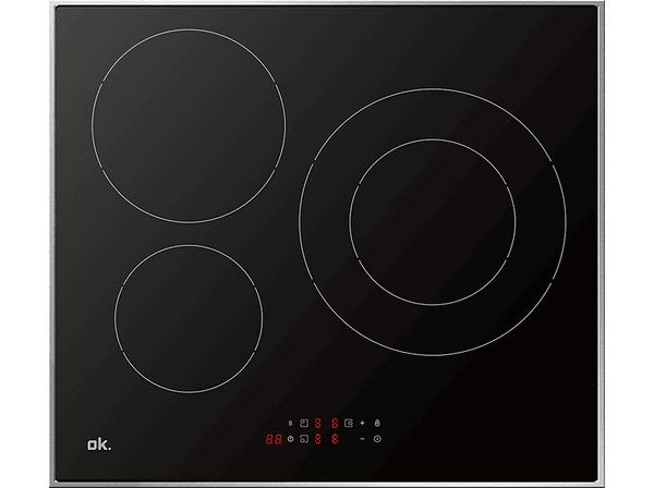 Placa inducción OK. OBH 3611-1 3 zonas Zona grande 18/29 cm 51.7 cm Negro