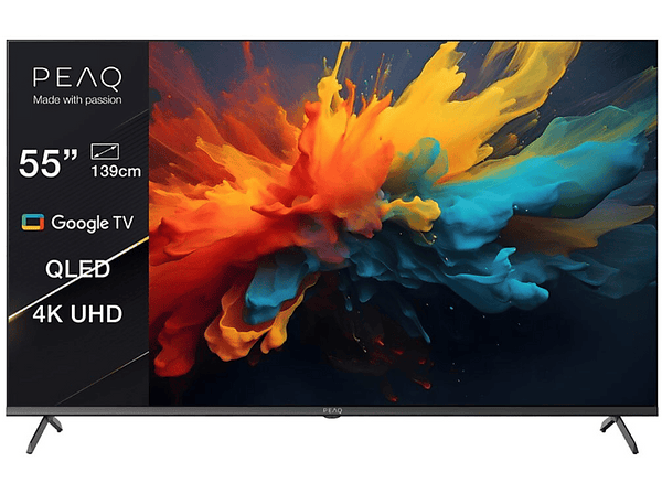 TV QLED 55 Peaq 55GQU-5024C  UHD 4K  -  Smart TV  DVB-T2 (H.265)  Chromecast incorporado  Google TV  Dolby Vision  Negro