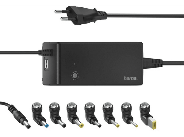 Cargador para portátil Hama Universal Notebook Power Supply Unit Para portátiles 90 W 8 conectores Negro