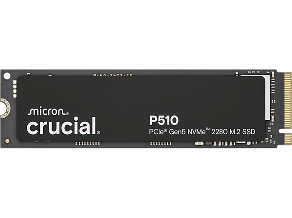 Disco duro SSD interno 2 TB Crucial P510 PCIe Gen5 NVMe Interno M.2 Vel. Escritura 9500 MB/s Vel. Lectura 11000 MB/s Negro