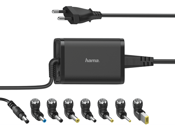 Cargador universal Hama 00200001 7 adaptadores Voltaje de entrada 100 240 V potencia 45W Negro