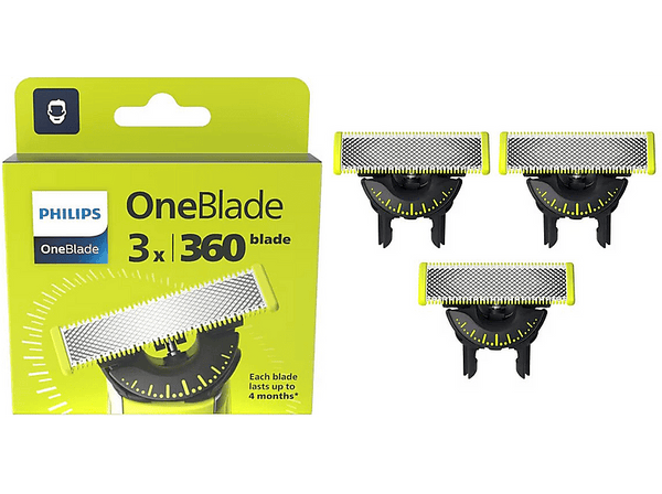 Recambio para afeitadora PHILIPS One Blade QP430_50 x3 cuchillas flexibles 360 grados uso en cara y cuerpo recorta perfila y afeita