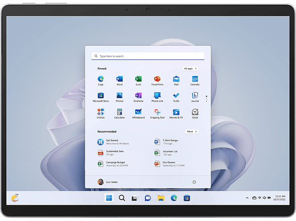 Convertible 2 en 1 Microsoft Surface Pro 9  13 2K QHD+  Intel® Evo™ Core™ i7-1255U  16 GB RAM  1 TB SSD  W11 Home  Platinum