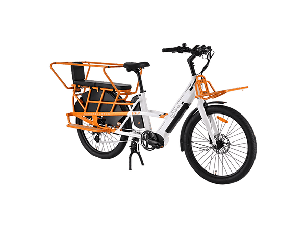 Bicicleta urbana Youin Berlin  Motor Central 250 W  Par Motor de 57 Nm  25 km/h  Autonomía hasta 125 km  Ruedas de 26”  Blanco/Naranja