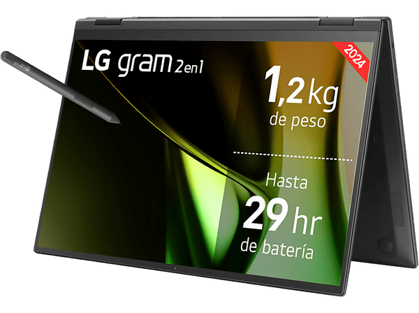 Convertible 2 en 1 LG 14T90S-G.AA75B  14 WUXGA   Intel® Evo™ Edition Core™ Ultra 7-155H  16 GB RAM  512 GB SSD  Arc™ GPU  W11H  Negro Obsidiana
