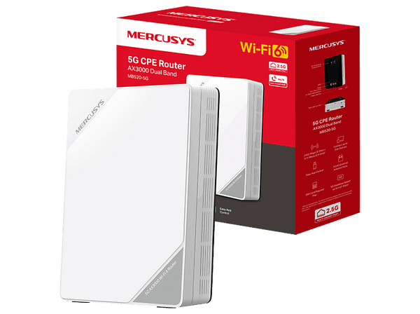 Router Mercusys MB520-5G WiFi 6 2402 Mbps Ranura Nano SIM Puerto LAN/WAN 2.5G Hasta 256 Dispositivos Compatible con EasyMesh y VoLTE Blanco