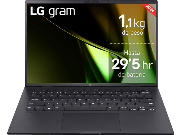 Portátil LG 14Z90S-G.AD76B  14 WUXGA  Intel® Evo™ Edition Core™ Ultra 7-155H  32 GB RAM  512 GB SSD  Arc™ GPU  W11H  Negro Obsidiana