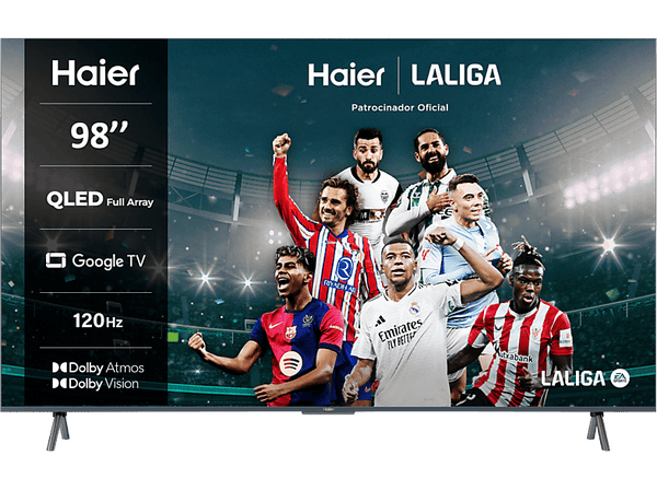 TV QLED 98 Haier S90 Series  H98S900UX  Full Array  HDR 4K  Procesador Quad Core  Smart TV  Dolby Atmos-Vision  Plata