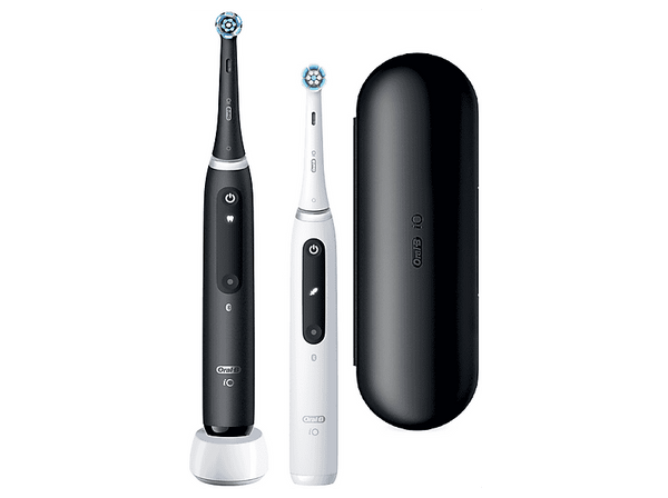 Cepillo eléctrico Oral-B iO 5S Pack Doble 2 Cabezales Con App Con estuche de viaje Blanco y Negro,
