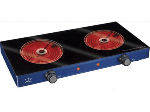 [❤️❤️❤️] Placa portátil Jata V142 Potencia 2400W 2 zonas 2 termostatos regulables Azul y negro [17310]