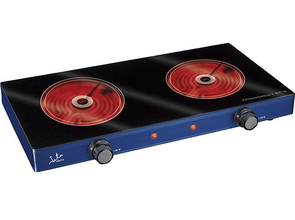 Placa portátil Jata V142 Potencia 2400W 2 zonas 2 termostatos regulables Azul y negro