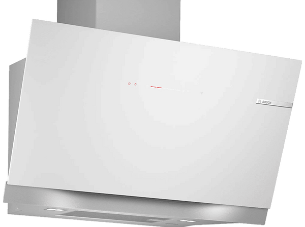 Campana decorativa Bosch DWK91LT20  Serie 8  5 velocidades  441 m³/h  Home Connect; Conexión Placa Campana; 90 cm  Cristal blanco