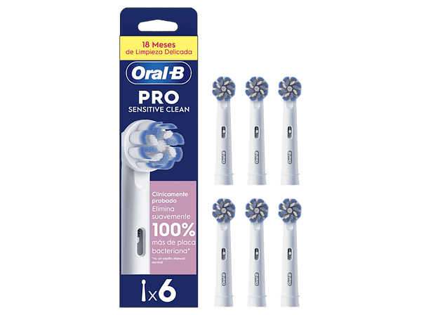 Recambio para cepillo dental Oral-B Pro Sensitive Clean Cabezales de recambio Dientes y encías sensibles Pack de 6 unidades Blanco