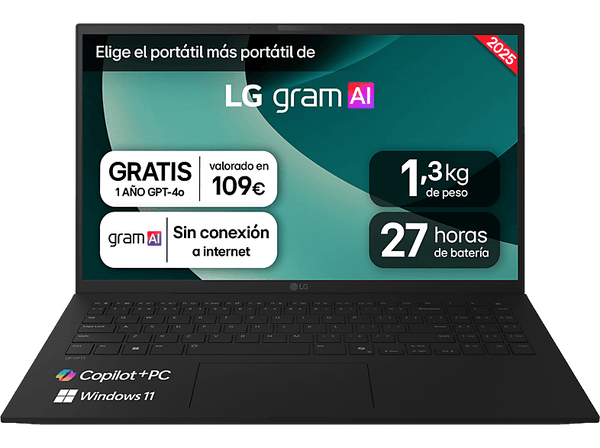 Portátil LG 15Z80T-G.AU78B 15 Full-HD AMD Ryzen™ AI 7 350 16 GB RAM 16GB SSD Radeon™ 860M WINDOWS Home