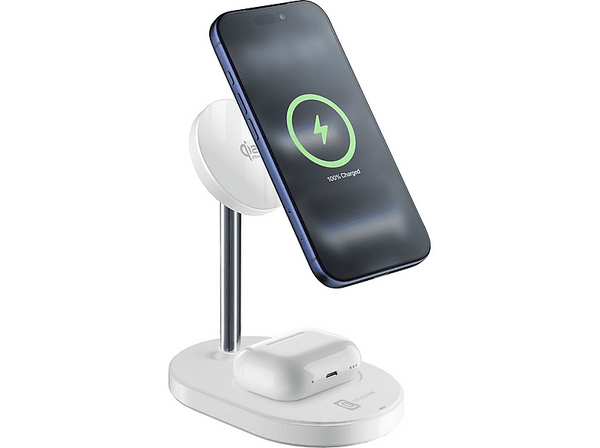 Cargador móvil inalámbrico CellularLine Mag Duo 2in1 Wireless Qi2.2 Estación de carga 25 W Universal Blanco