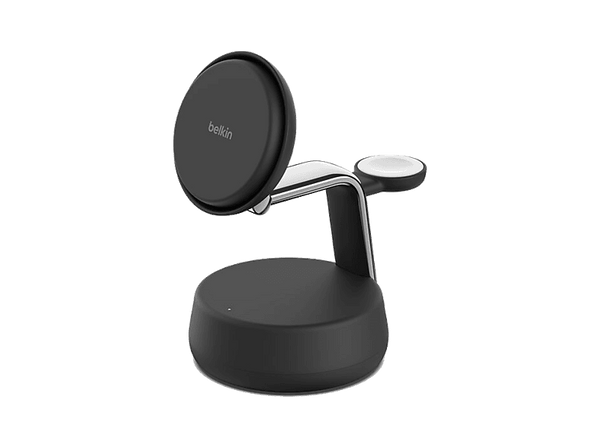 Cargador móvil inalámbrico Belkin WIZ040kqCH Compatible con dispositivos con tecnología Qi2 25W ChillBoost™ 3 en 1 Negro