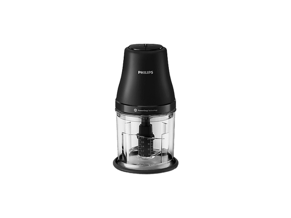 Mini picadora Philips Picadora 3000 450W 1L HR1501/00 Recipiente de 1 l Tecnología PowerChop Acero inoxidable extraíbles Negro
