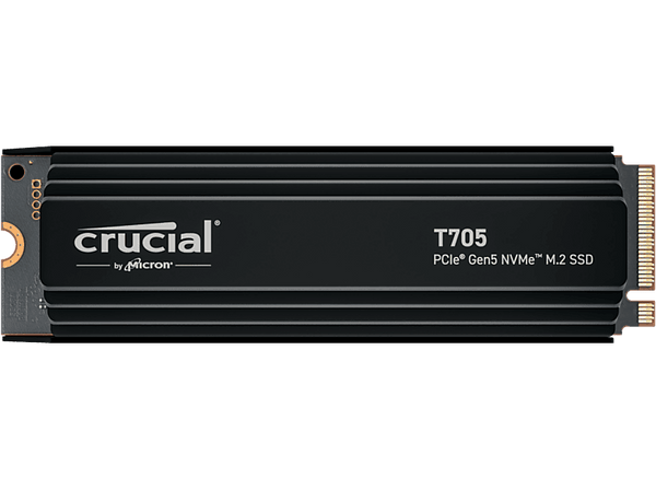 Disco duro SSD interno 1 TB Crucial T705 PCIe Gen5 NVMe M.2 with heatsink Interno Velocidad de lectura 13.600 MB/s Negro