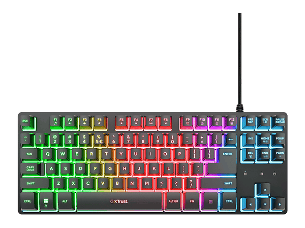 Teclado gaming Trust GXT 833 Thado TKL,Teclas iluminadas Con Cable Negro
