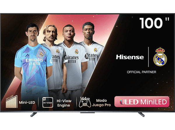 TV Mini LED 100 Hisense 100U7KQ 144 Hz Smart TV UHD 4K Quantum Dot Colour Modo Juego Hi-View Dolby Vision IQ & Atmos Negro